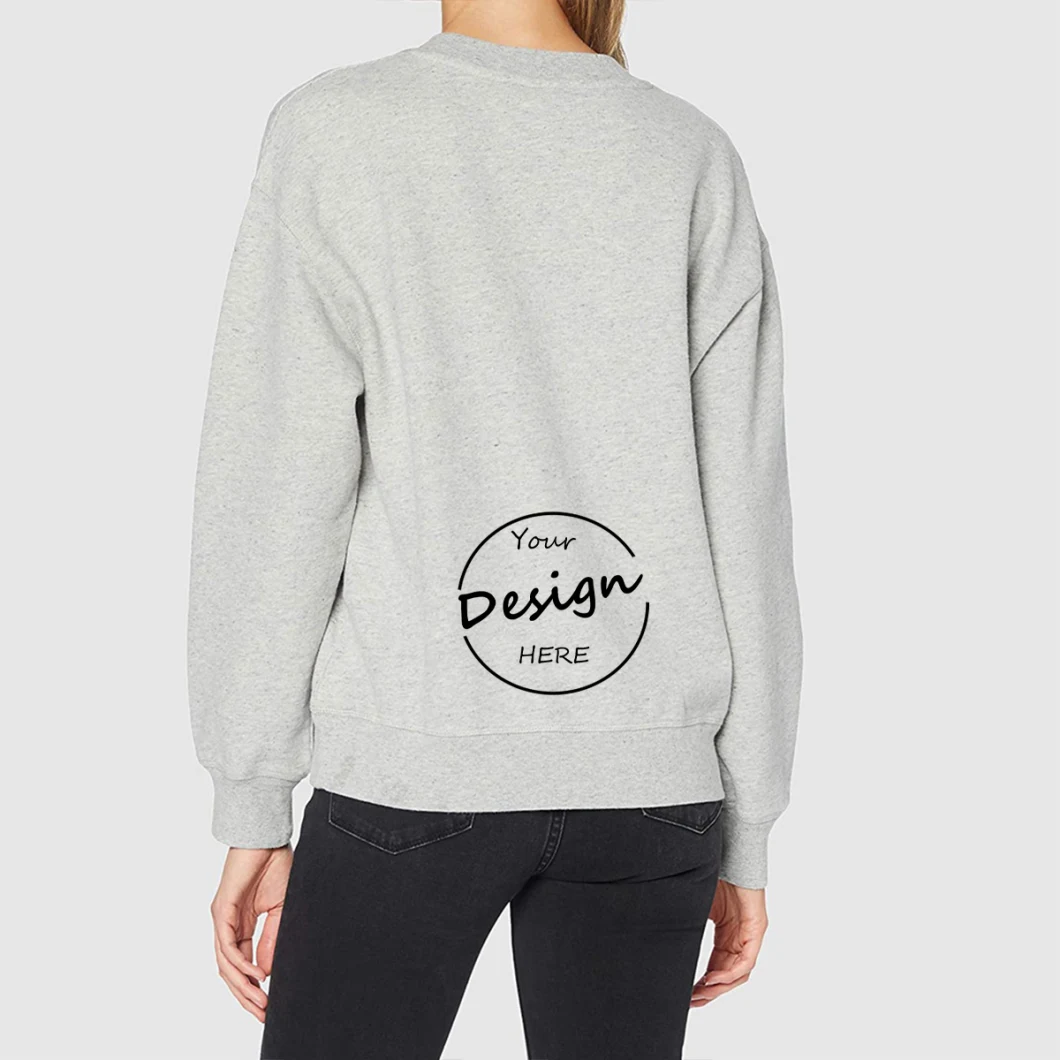 Wholesale Custom Sweatshirts Women French Terry Hoodies Sweatshirt Brand Logo Screen Print Cotton Crewneck Unisex Crew Neck Sweatshirt