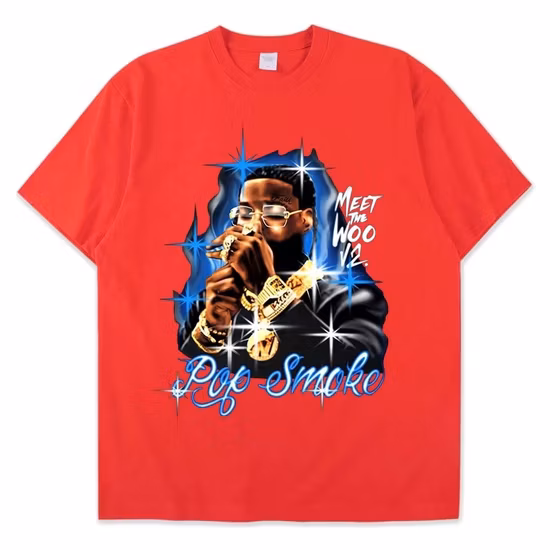 New Pop Smoke Camicia di moda Hip Hop Streetwear T-shirt maschile da uomo Rapper Top casual Serigrafia T-shirt in cotone 100% per uomo